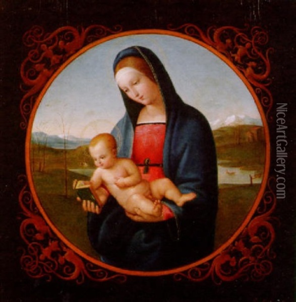 Maria Mit Dem Christuskind Vor Weiter Gebirgslandschaft Oil Painting - Joseph Anton Settegast