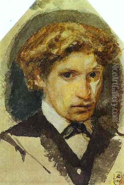 Self-Portrait, 1882 Oil Painting - Mikhail Aleksandrovich Vrubel