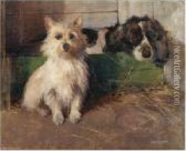 Cairn Terrier And Spaniel Oil Painting - Samuel Fulton