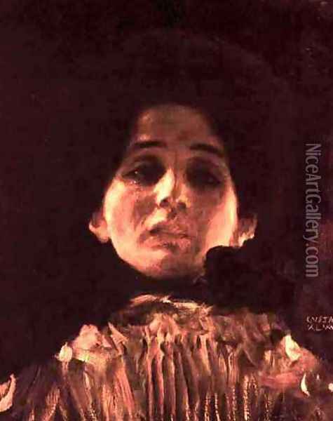 Face Portrait Of A Lady Oil Painting - Gustav Klimt