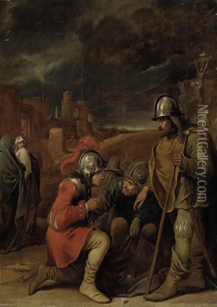 Soldiers Casting Dice For Christ's Robe Oil Painting - Pieter Jansz Quast