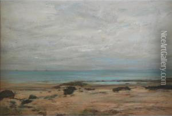 'hazy Summer Weather At Machrie, Arran' Oil Painting - James Lawton Wingate