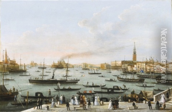 Veduta Del Bacino Grande Di San Marco Oil Painting - Giuseppe Bernardino Bison