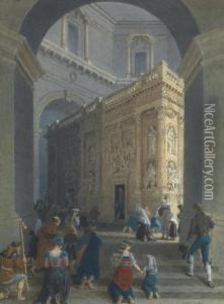 Le Sanctuaire De Notre-dame De Lorette A Lorette En Italie Oil Painting - Jean Lubin Vauzelle
