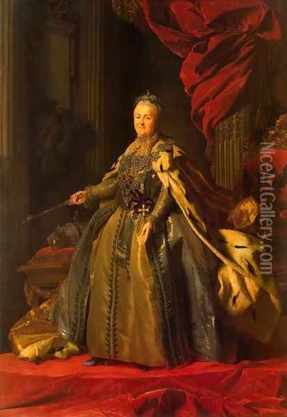 Portrait of Catherine II Oil Painting - Alexander Roslin