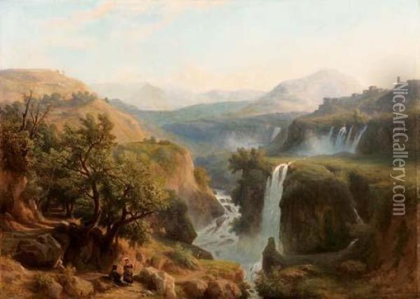 Cascate A Tivoli - 1876 Oil Painting - Franz Knebel