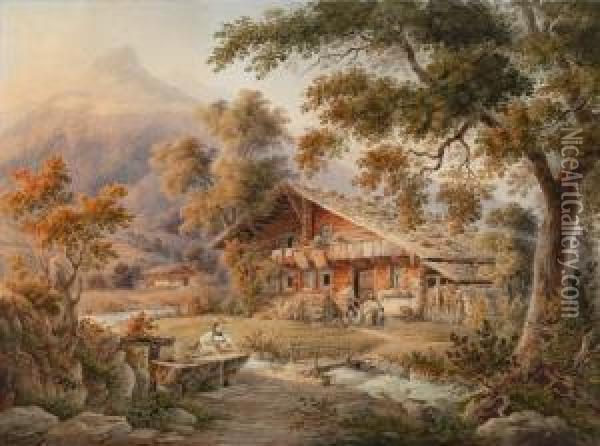 Hinteres Stockhorn, Cant. Bern Oil Painting - Johann Jakob Meyer