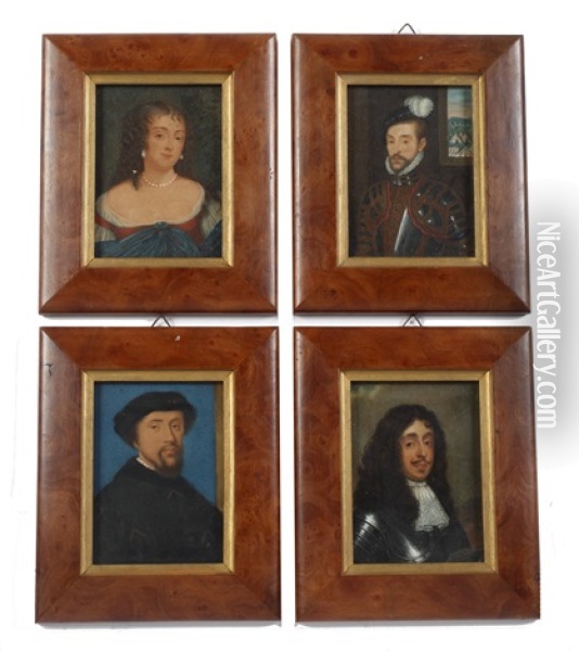 Four Portraits Of Historical Figures Including Sir William Stanley Kg (c.1435-1495) (4 Works) Oil Painting - George Perfect Harding