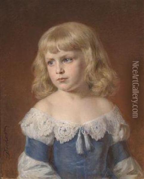 Portrait Of A Blonde Girl Oil Painting - Georg Decker