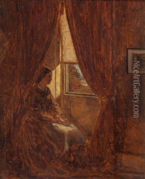 By The Window Oil Painting - William John Hennessy