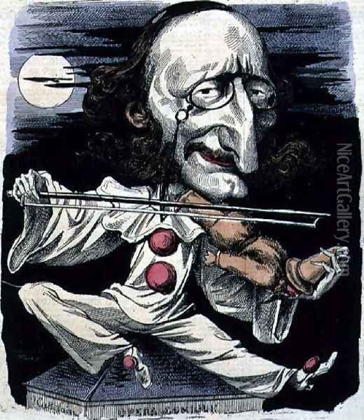 Caricature of Jacques Offenbach (1819-80) from 'Le Hanneton', 24th October 1867 Oil Painting - Philippe-Auguste Cattelain