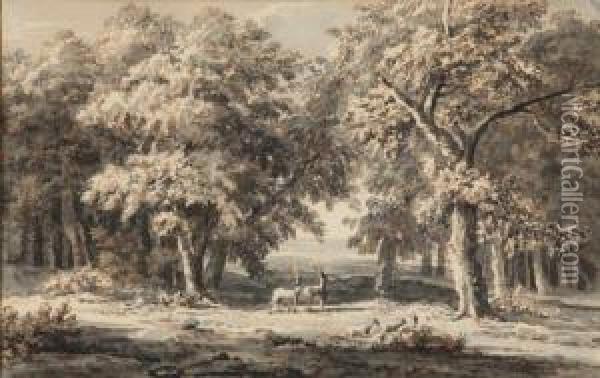 Deux Cerfs Dans Un Sous-bois Oil Painting - Paulus Van Liender