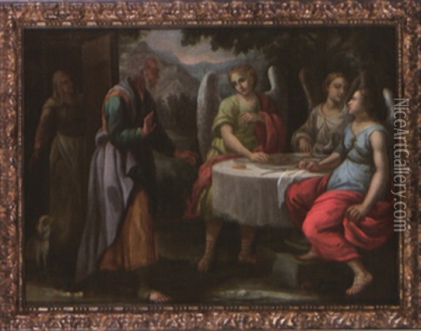 Le Repas Offert Par Abraham Aux Anges Venus Le Visiter Oil Painting - Nicolas De Hoey
