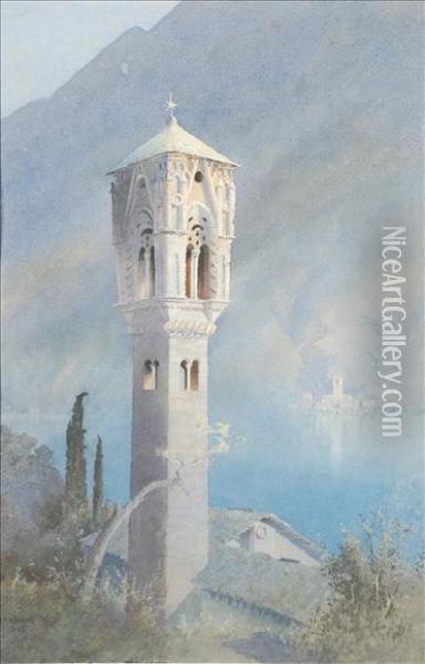 Thecrusada Tower, Denno, Lake Como Oil Painting - Henry Richard Beadon Donne