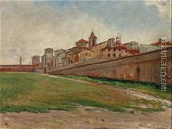 Cityscape Of Livorno Oil Painting - Albert Gottschalk
