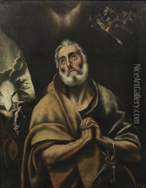 The Tears Of Saint Peter Oil Painting -  El Greco
