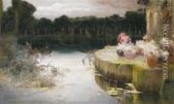 Dammerung In Den Pontinischen Sumpfen Oil Painting - Enrique Serra y Auque