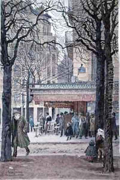 Queue at the Tabac on the corner of the Avenue du Maine and the rue Gassendi, Paris Oil Painting - Felix Brard