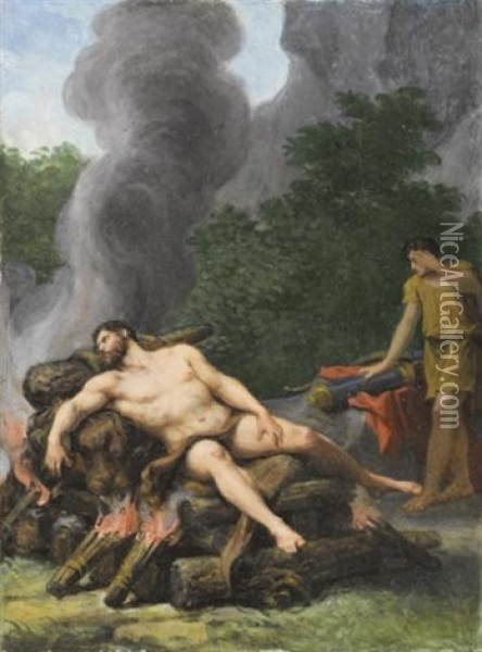 Scene Mythologique (+ Hercule Apres Avoir Tue Le Lion De Nemee; Pair) Oil Painting - Jean-Baptiste Regnault