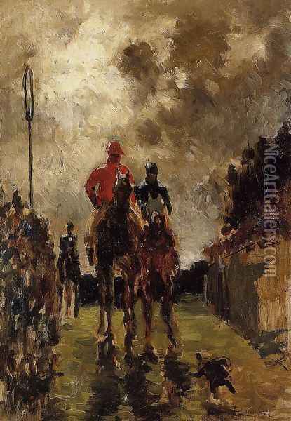 Jockeys Oil Painting - Henri De Toulouse-Lautrec