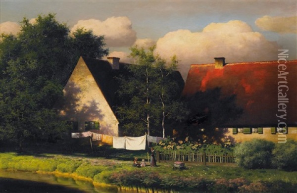 Idylle Im Bauerngarten Oil Painting - Paul Wilhelm Keller-Reutlingen