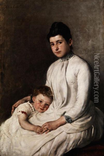 Junge Mutter Mit Kind Oil Painting - Alois Erdtelt
