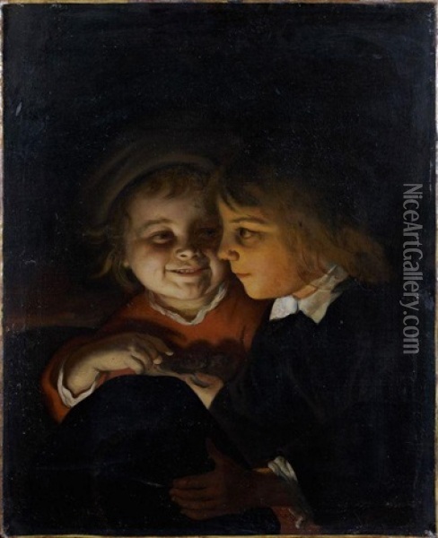 Enfants A La Bougie Oil Painting - Nicolaes de (Stocade) Helt
