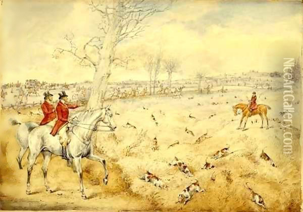 Hunting Scenes Over the Hedge Oil Painting - Henry Thomas Alken