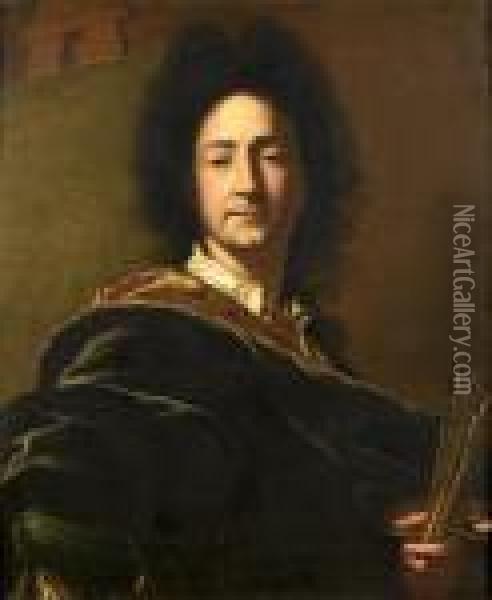 Self-portrait Of The Artist Oil Painting - Hyacinthe Rigaud