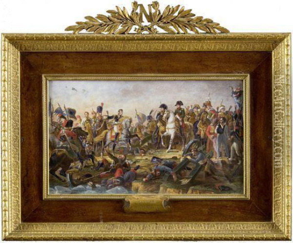 L'empereur Napoleon 1er Et Son Etat-major A La Bataille
D'austerlitz Importante Miniature Sur Bakelite Oil Painting - Baron Francois Gerard
