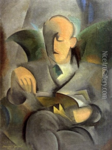 Portrait D'homme Au Livre Oil Painting - Jean-Louis Gampert