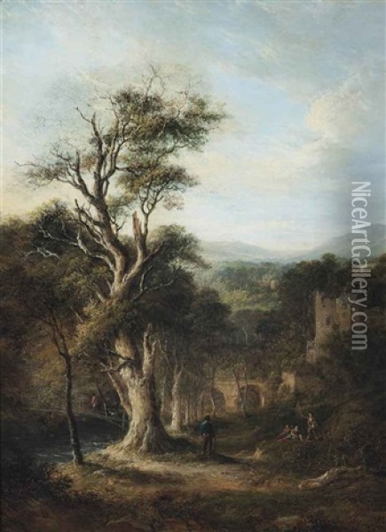 The Old Oak Of Aberdour, Fife Oil Painting - Alexander Nasmyth