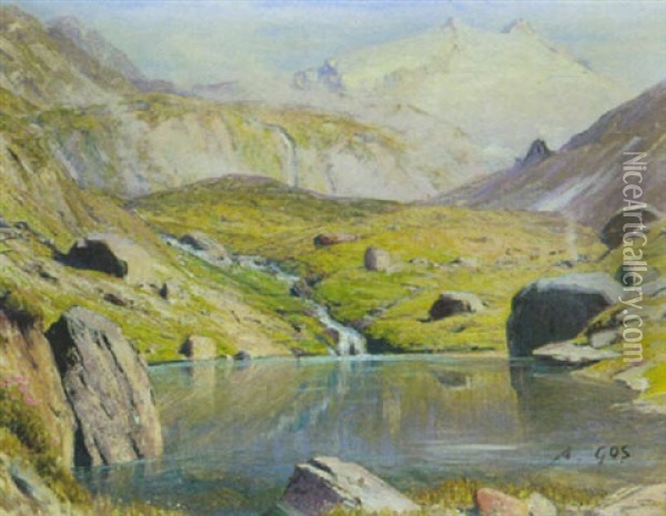 Walliser Hochgebirgssee Im Fruhling Oil Painting - Albert Henri John Gos