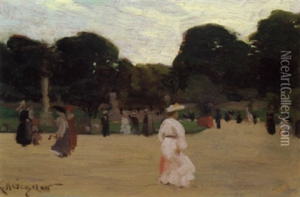 Luxembourg Gardens, Paris Oil Painting - Clarence Alphonse Gagnon