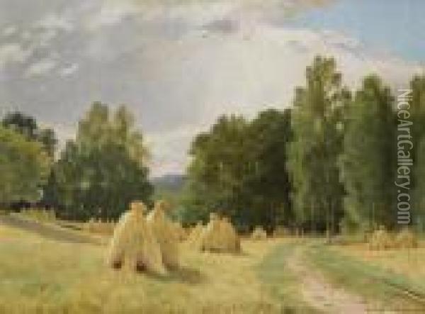 Haystacks, Preobrazhenskoe Oil Painting - Ivan Shishkin