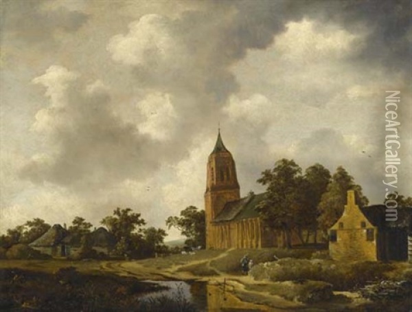 Landschaft Mit Kirche Oil Painting - Salomon Rombouts