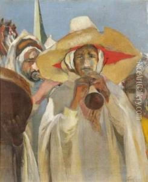 Musicien Oriental Oil Painting - Paul Alexandre Alfr. Leroy
