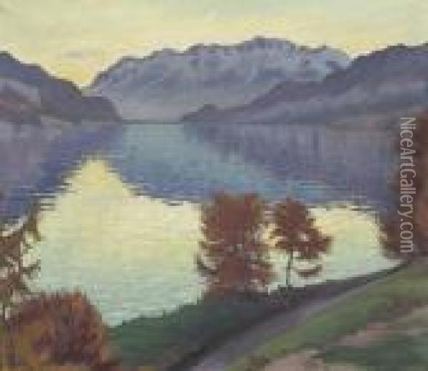 Herbstmorgen (tagesantritt) Am Thunersee Oil Painting - Waldemar Fink