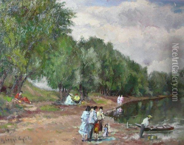 Schuler Der Akademie Budapest. 
Holzrahmen Oil Painting - Gyula Eder