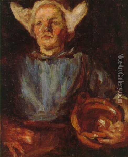 Peasnt Woman Of Brittany Oil Painting - Emanuel Phillips Fox