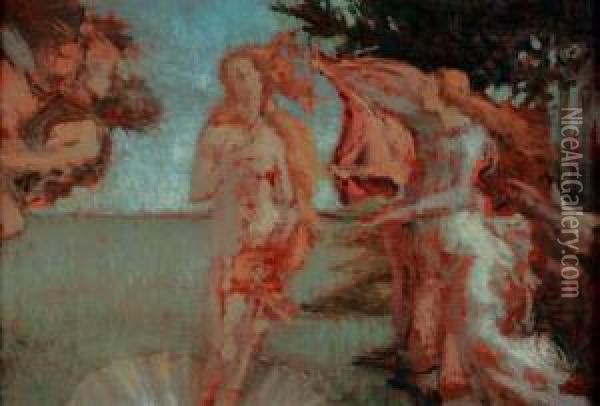La Naissance De Venus (d'apres Botticelli) Oil Painting - Ernest Joseph Laurent