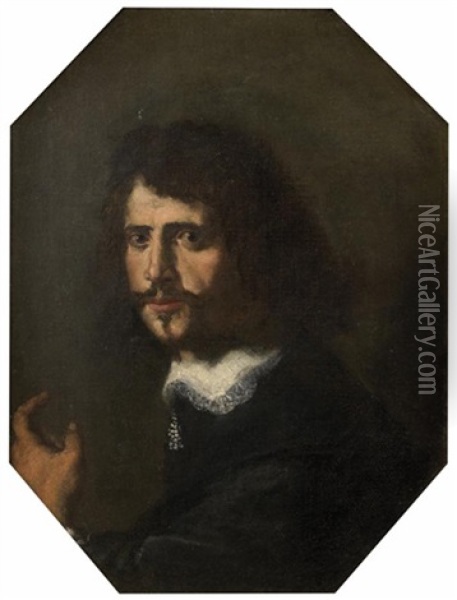 Portrait D'homme Au Col Blanc Oil Painting - Giovanni Bernardo Carboni