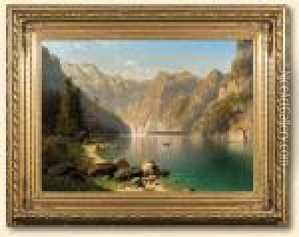 Nad Jeziorem Konigsee Oil Painting - Adolf Chwala