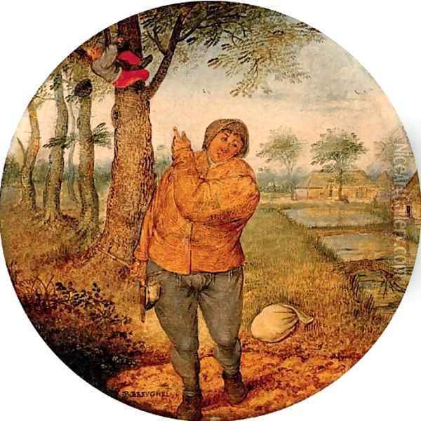 Proverb 'the nest robber' 2 Oil Painting - Pieter The Younger Brueghel
