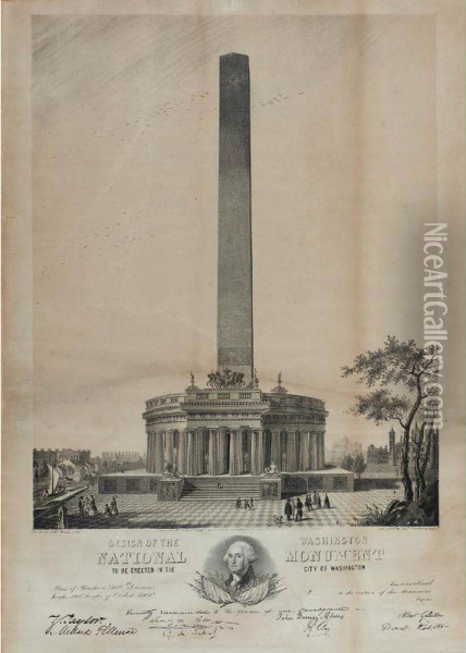 Design Of The Washington Monument (see P., Iamer.on Stone , Pp. 185-186) Oil Painting - Charles Fenderich