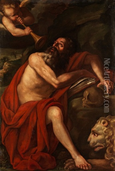 Die Vision Des Heiligen Hieronymus Oil Painting - Pier Francesco (il Morazzone) Mazzuchelli
