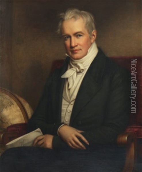 Portrett Av Alexander Von Humboldt Med Globus Oil Painting - Joseph Karl Stieler