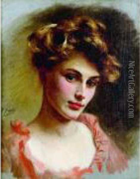 Portrait De Femme Oil Painting - Gustave Jean Jacquet