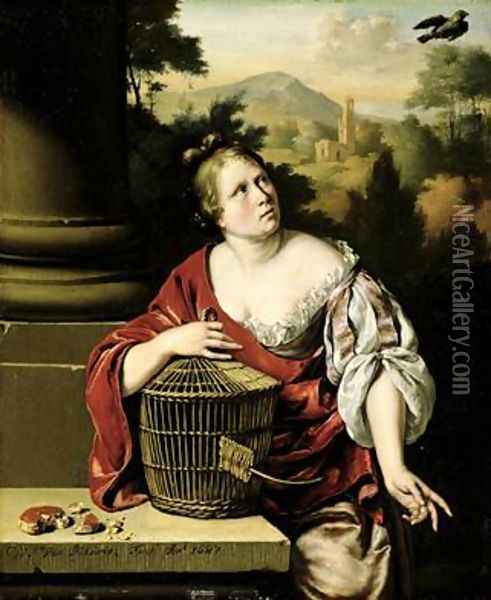 Portrait of a Woman 1687 Oil Painting - Willem van Mieris