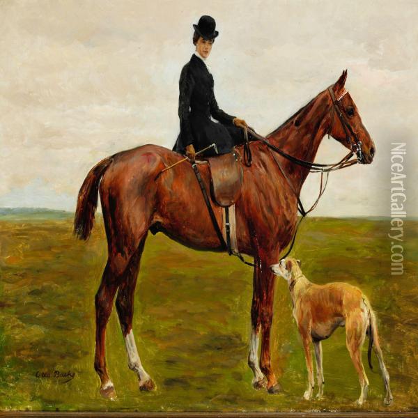 Alice Danneskiold-samsoe On Horseback Oil Painting - Otto Bache